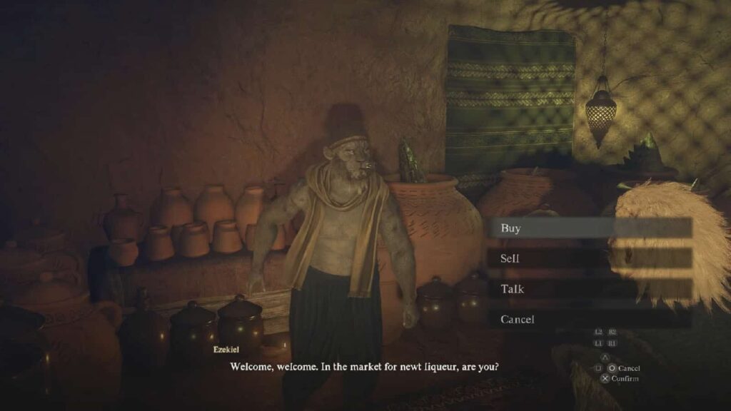 Ezekiel sells Fruit Wine at Higgs's Tavern Stand in Bakbattahl - Dragon's Dogma 2