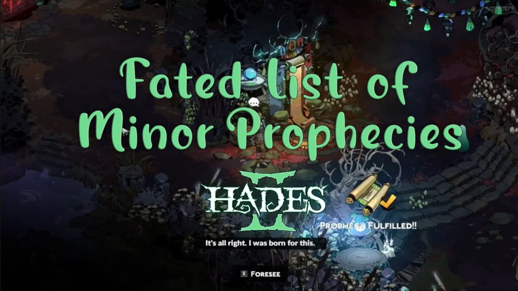 Hades 2 Fated List of Minor Prophecies